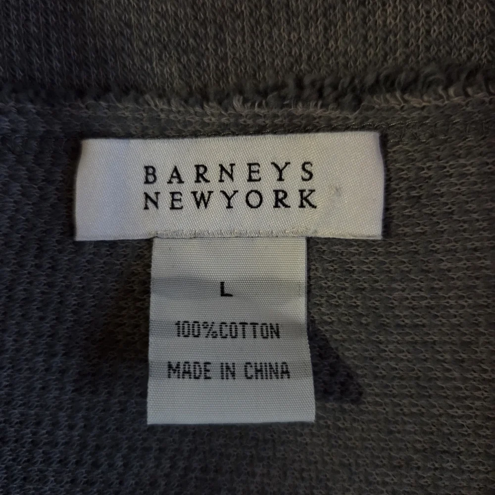 BARNEYS NEW YORK Grey Cotton Moto Jacket Sweater Large